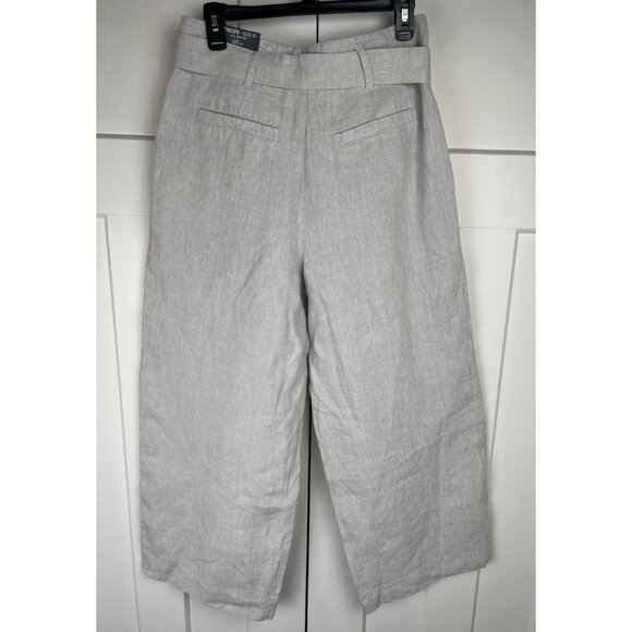 NWT Chico’s 100% Linen Fly Front Pleated Pants Dove Gray Women's Size 8 Petite - Picture 5 of 10